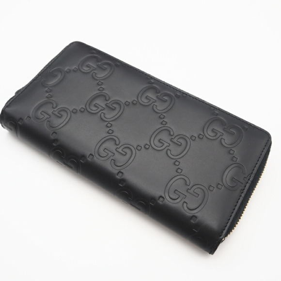GUCCI GG Leather Zip-Around Wallet 795176 Black Men's Long